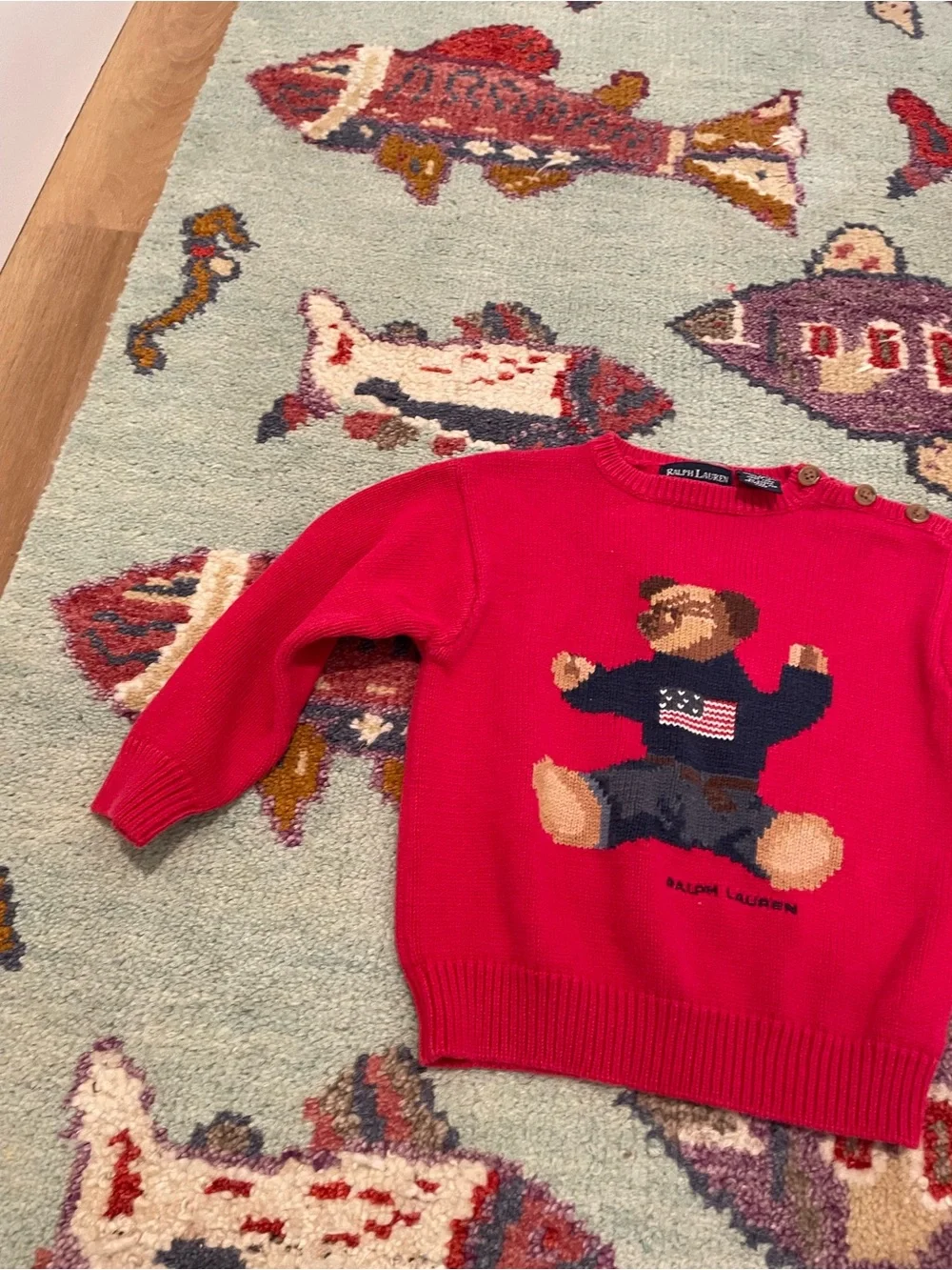 Polo Ralph Lauren Vintage Teddy Bear Cable Knit Sweater 90s Rare 2T